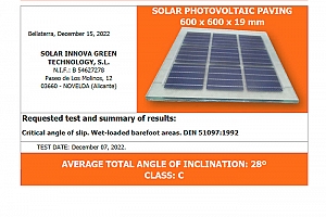 Solar Innova logra una nueva certificación de Conformidad con la Norma Europea DIN 51097, relativa a resistencia al deslizamiento de los suelos y revestimiento